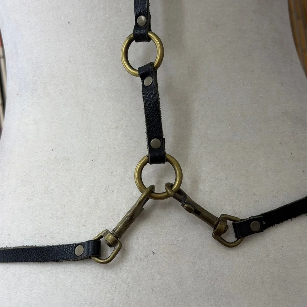 Handmade Leather Festival Body Harness with Crystals - Picture 5 of 6